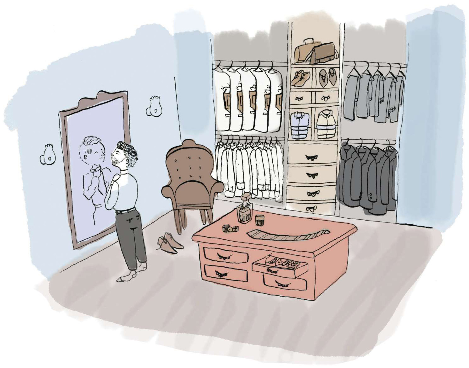 graphic of man in closet