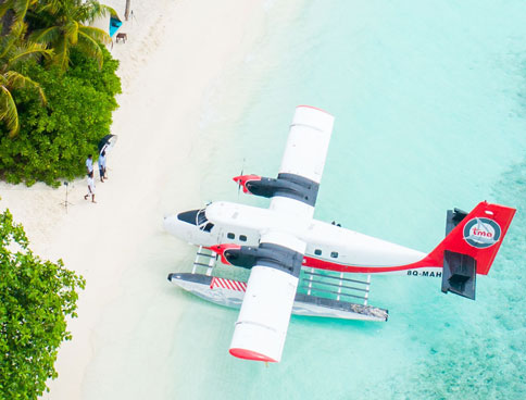 plane on tropical beach