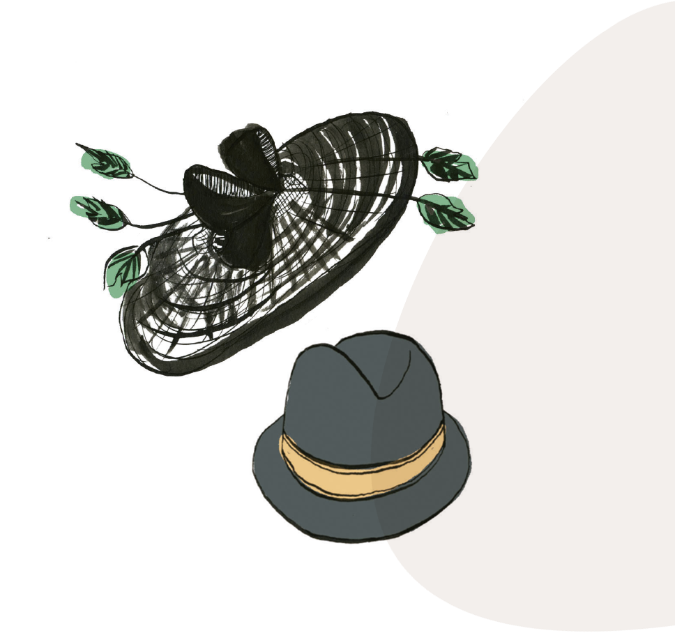 graphic of man's and woman's hats