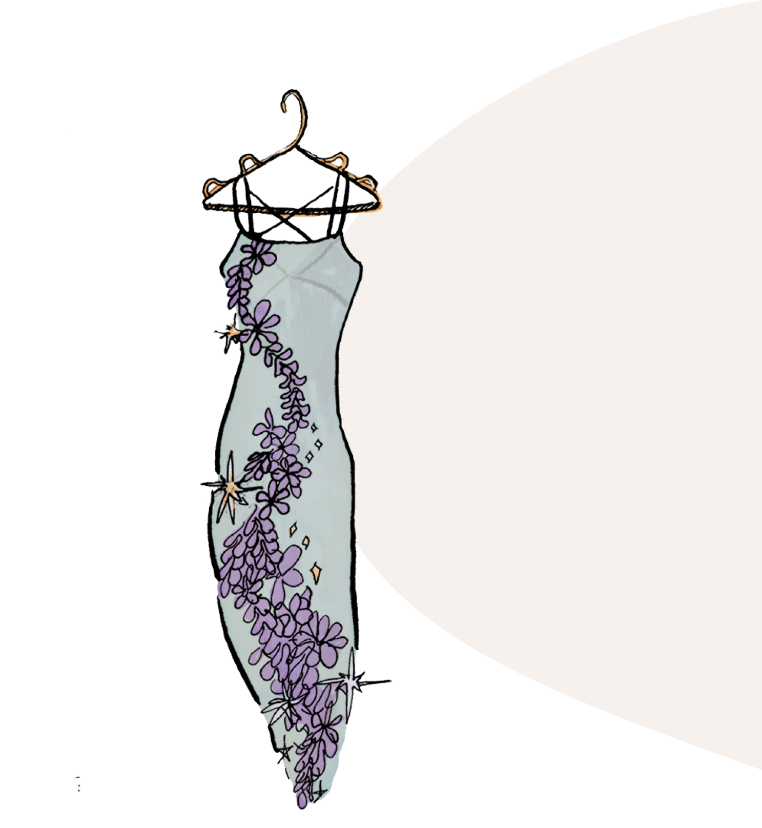 graphic of dress with purple flowers