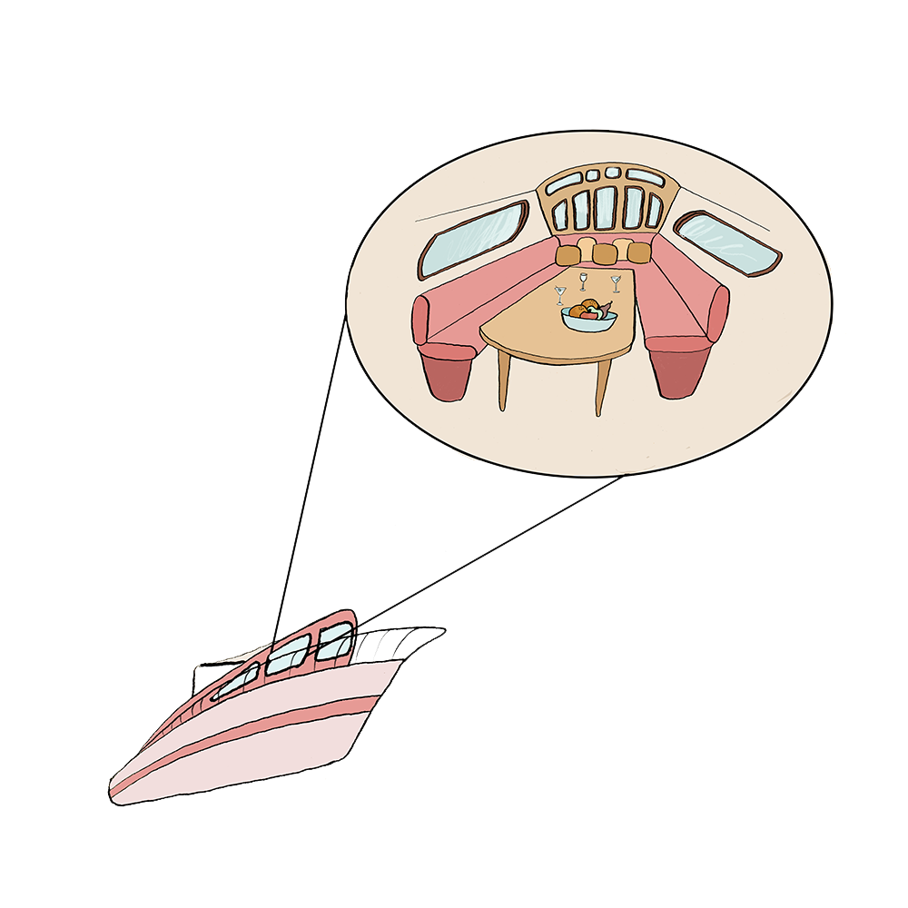 cartoon of yacht